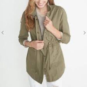 Artisan NY Olive Green 100% Linen Lightweight Utility Military Jacket